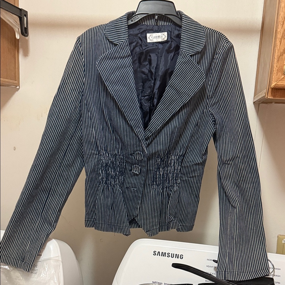 Classic Navy Pinstripe Blazer